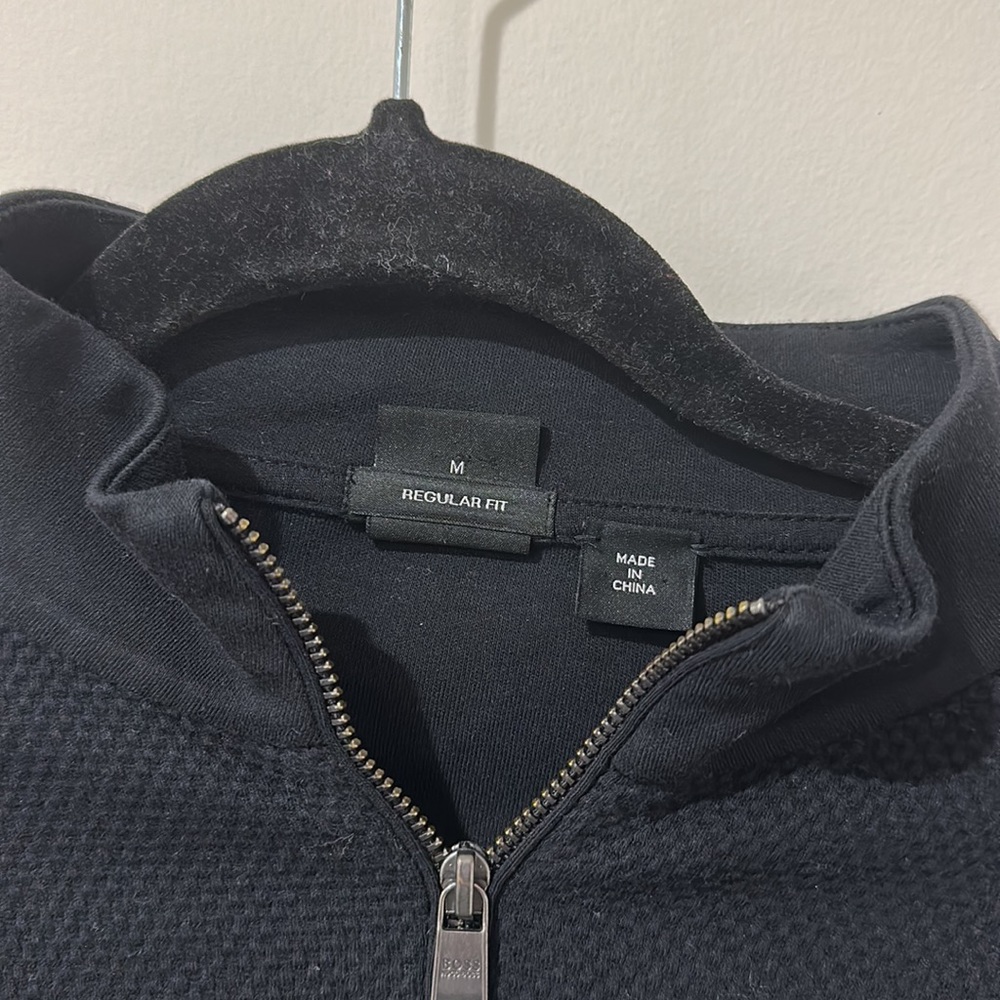 • Boss • Men’s Sidney 10 Quarter Zip Pullover Sweatshirt Navy Blue Medium - Picture 3 of 5